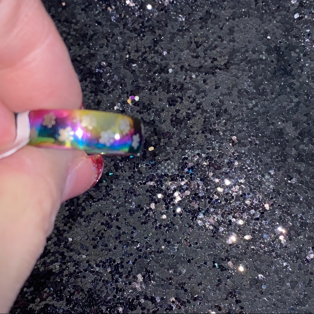 🎄2/$15🎁3/$20 Stainless Steel Unisex Rainbow Paw Print Ring size 13 - Picture 12 of 16